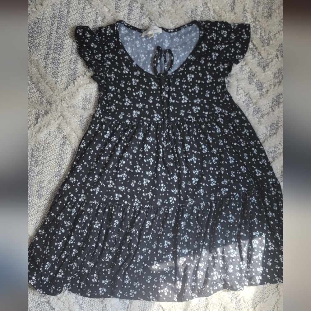 Black floral babydoll dress